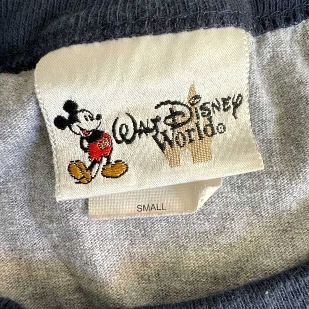 Vintage Walt Disney World Magic Kingdom Ringer Shirt Unisex Sz Small Made In USA